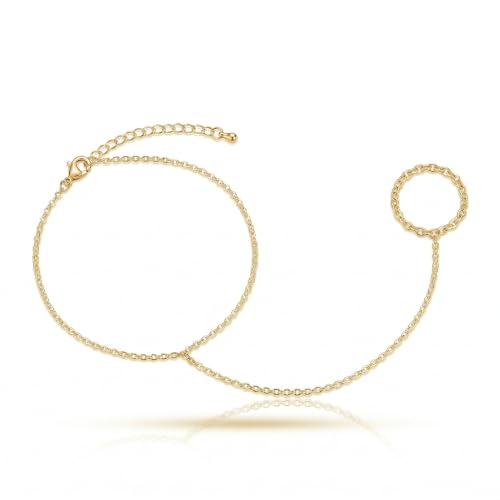 Image of Pencros Toe Ankle Bracelet for Women, 14K Gold Boho Bead Adjustable Anklet, Barefoot Sandals CZ Ankle Bracelet Waterproof Minimalist Beach Foot Jewelry for Women
