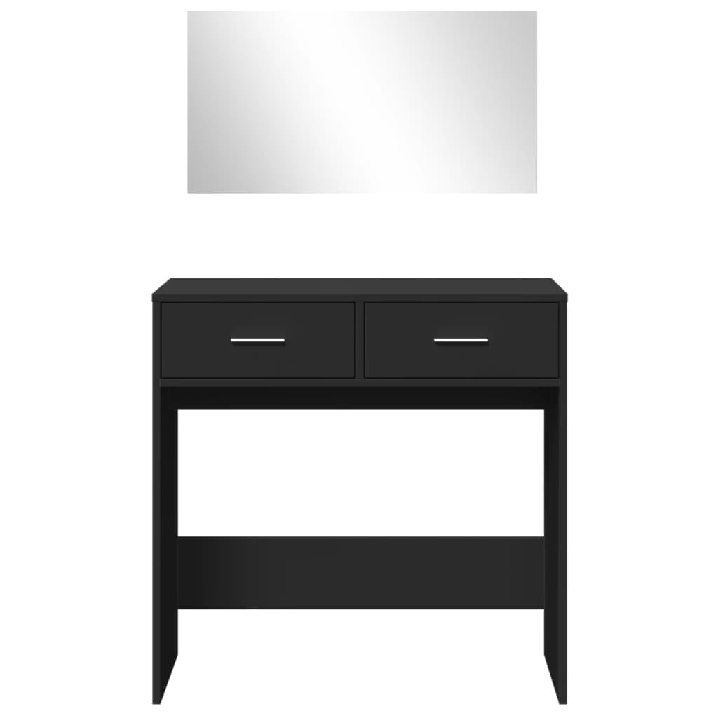 Schminktisch mit Spiegel Schwarz 80x39x80 cm Make-up Tisch Kosmetiktisch Konsole für Schlafzimmer Badezimmer Mit Stauraum und Wandhalterung