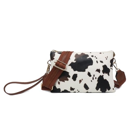 Image of JEN & CO. Izzy Vegan Leather Crossbody Bags Clutch Purses Wristlet Wallet Shoulder Handbag with Guitar Strap for Women