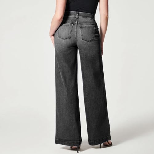 Wide Leg Jeans for Women Trendy Stretch Straight Leg Elastic High Waisted Denim Pants Baggy Pull On Jeans for Women2