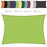 Sonnensegel Wasserdicht Rechteck, wetterbeständig, Premium Polyester, Viele Längen und Breiten Zur Auswahl inkl Befestigungsseile, Rechteckig 1x2m Grün
