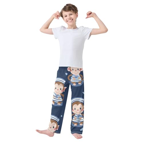 ZZXXB Mariner Monkey Boys Long Pants Soft Trousers Elastic Waist Kids Lounge Bottoms with Pockets S-XL3