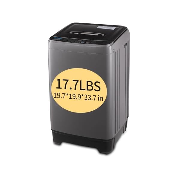 Krib Bling 17.7 lbs Full-Automatic Washing Machine with LED Display, Portable Compact Laundry Washer with Drain Pump, 10 Wash Programs 8 Water Levels, Grey