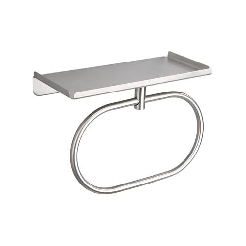 Toallero de acero inoxidable con estante 2 en 1, soporte funcional para toallas y organizador de ducha para baño/cocina, no requiere taladrar, solución de almacenamiento de 22,5 cm