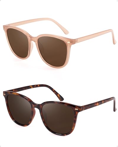 Image of 2 Packs Sunglasses for Women Polarized UV400 Protection Lens Big Frame Fashion Glasses Trendy Stylish Shade