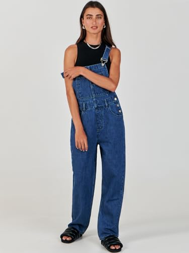 ANRABESS Overalls for Women Loose Fit Denim Overalls Adjustable Strap Jean Jumpsuit Bib Romper Spring Casual Work Outfits