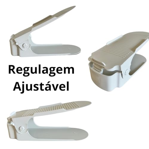 Kit 20 Unidades Organizadores de Sapatos Saltos Tênis Branco Regulagem de Altura