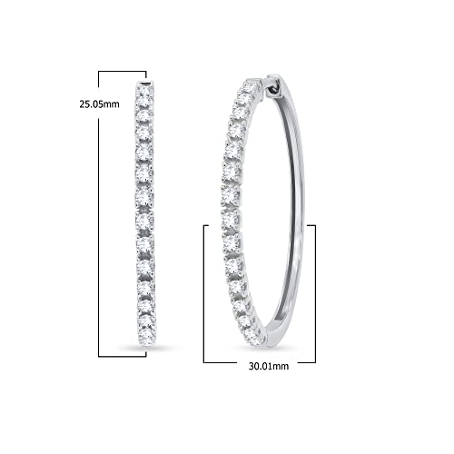 Poshadime Round Diamond Huggies Hoop Earrings For Women Girls - 1/2 Cttw Round Cut Natural Diamond Hoop Earrings Jewelry Gift 18K White Gold Over Sterling Silver (0.52 Carat, I-J Color, I2 Clarity) #TOP1