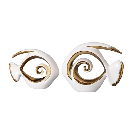 Fish Decorative Statue,Ceramic Fish Sculpture,Coastal Home Decor,Abstract Animal Collectible Figurines,Modern