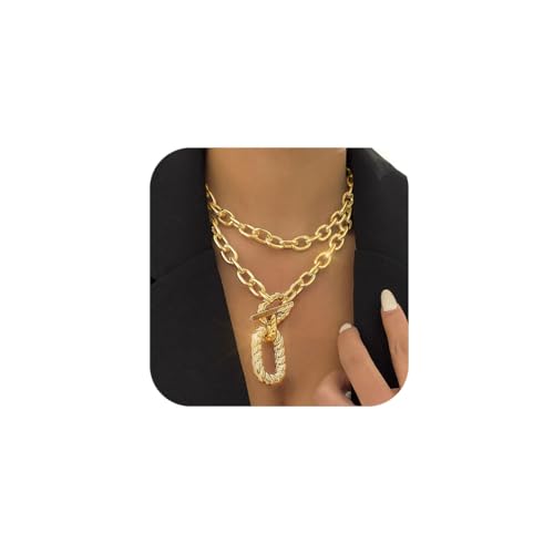 Jovono NECKLACE-1147 Chunky Choker Necklaces Layered Necklace Chain Punk Thick Necklace Accessories cover