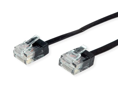 ROLINE UTP Patch Cable Cat.6A Extra Plano Negro 2m miniatura 1