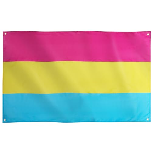 Runesol Pansexual Flagge, 91x52cm (3ft x 5ft), 4 Ösen, Omnisexualität Flagge, LGBT Flagge, Premium-Fahnen für drinnen und draußen, lebendige Farben