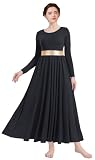 ORIDOOR Women Worship Liturgical Dance Dress Full Length Church Robe Modern Praise Dance Dress Lyrical 03a-Black Medium