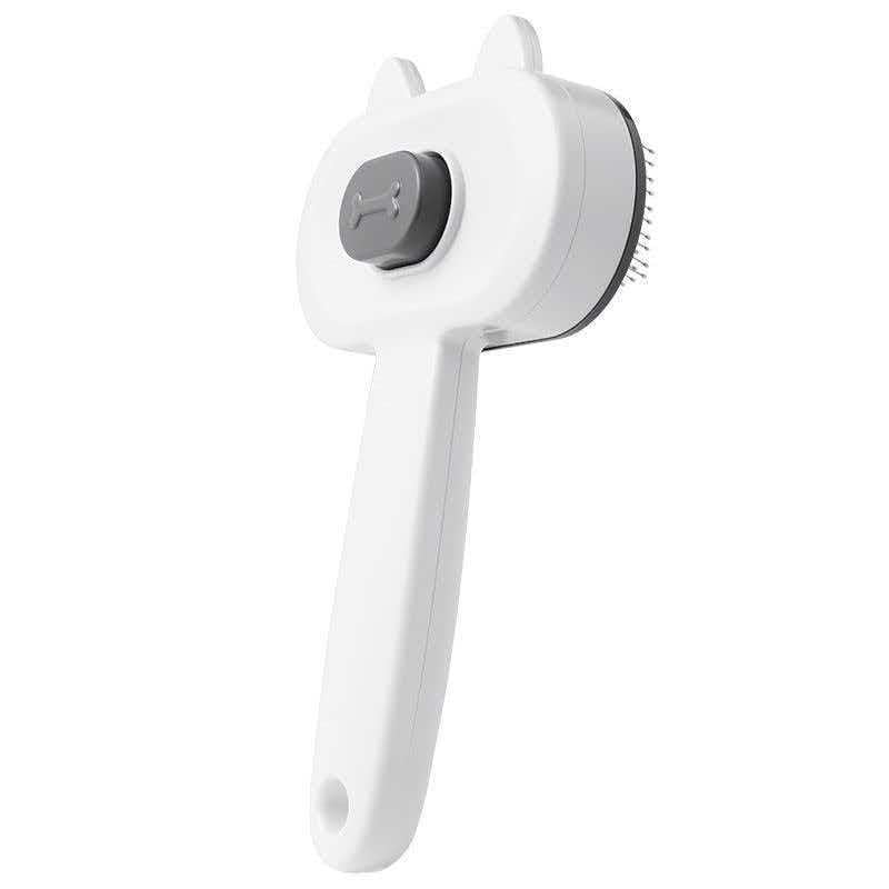 Pet Floating Hair Comb, Cleaning Slicker Brush, One-Click Hair Removal, 140° Flexible Pins for Kitten Rabbit Massage Removes Loose Fur ，White