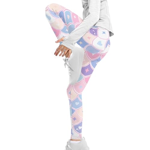 Girls Leggings Stretch High Waist Long Leggings Casual Comfy Running Active Athletic Tights 4-13 Years4