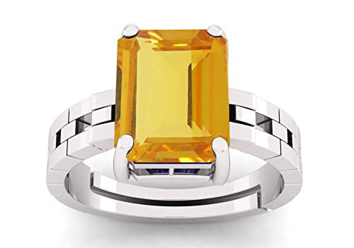 Bague plaquée argent avec saphir jaune naturel : le cadeau idéal pour homme et femme