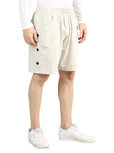 Image of CHKOKKO Men's Regular Cotton Regular Fit Plain Shorts for Men Ecru 3XL