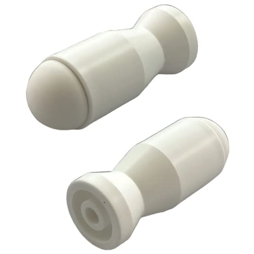 Lot de 2 butoirs mural Civilon blanc MADE IN FRANCE. Corps en plastique dur et embout amortisseur en élastomère. Diamètre 27,4mm, longueur 69,5mm.
