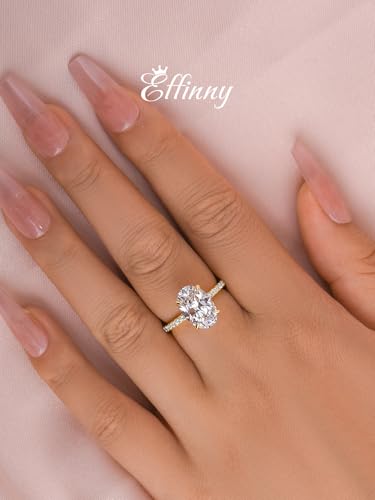 3.5ct Elongated Oval Cut Engagement Ring,No Tarnish Yellow Gold Plated 925 Sterling Silver Simulated Diamond Promise Ring3