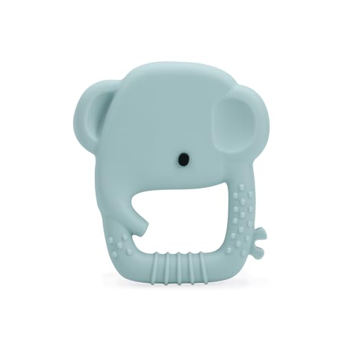 Image of Loulou Lollipop Wild Silicone Teether for Babies 4 Months and Up, Textured Teething Ring for Sore Gums, BPA-Free Food-Grade Silicone, Easy-Grip Open Shape, Dishwasher & Freezer Safe, Elephant