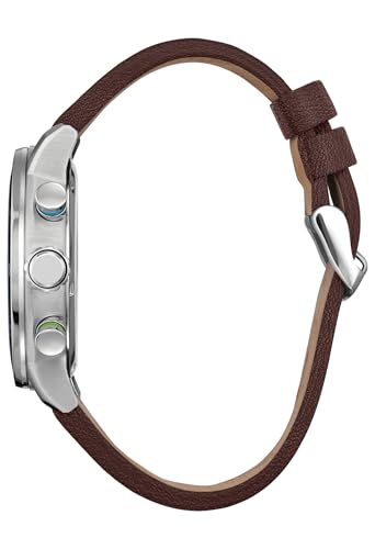 Image of Citizen Men's Eco-Drive Star Wars Luke Skywalker Chronograph Stainless Steel Watch with Brown Leather Strap, Blue Bezel, 44mm (Model: CA0768-07W)