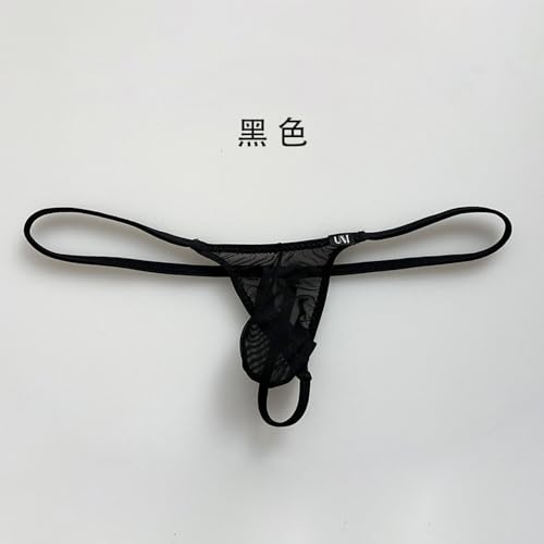 COMLIFE Men's Transparent Mesh Thong Elastic Low Waist Pure Love Bikini Underwear Breathable Mesh Dazzle Briefs2