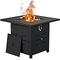 JAMFLY 28 Inch Propane Fire Pit Outdoor Fire Pit Table 50000 BUT Gas Fire Pit with Lid and Lava Rock, 2-in-1 Fire Table for Outside Patio, Parties, Backyard, Garden