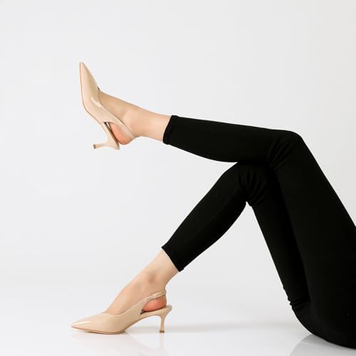 Image of Susanny Kitten Heels for Women Closed Pointed Toe Slingback Shoes
