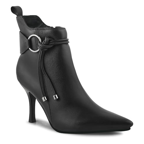 Shuz Touch Women Slim-Heeled Black Regular Ankle Boots