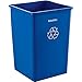 Global Industrial Square Recycling Trash Can, 35 Gallon, Blue
