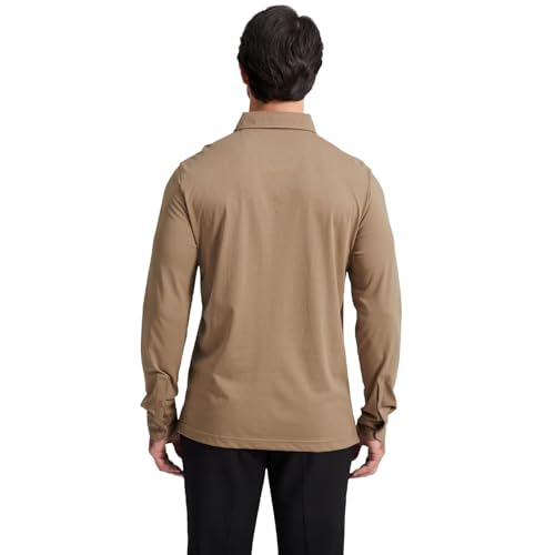 Image of Men's Business Long and Short Sleeve Polo Shirts Mercerized Cotton Blend Casual Stylish Collared Shirts
