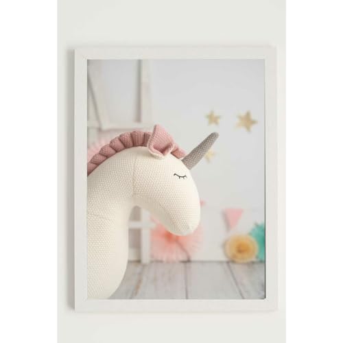 Tableau en bois MDF licorne Crochetts multicolore 33x43x2cm pour décoration murale enfant