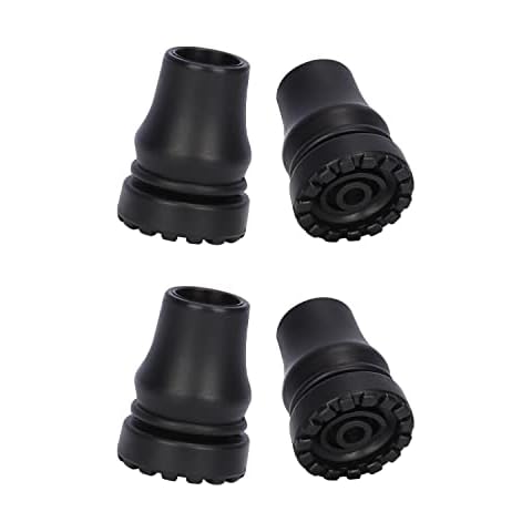 supregear Rubber Cane Tips, (3/4", 4-Pack) Heavy Duty Walking Cane Tips, Anti-Slip Replacement for Canes, Walking Sticks, Hiking Sticks, Seniors Crutches, Black Cover