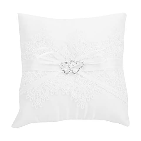 Joyzan Square Lace Wedding Ring Pillow Cover