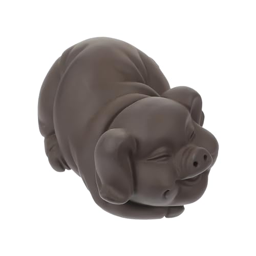 CIYODO Tea Pet Ornament Piggy Remembrance Ornament Mini Bonsai Ornament Tea Pet Adornment Miniature Pig Figurines Zen Garden Decor Cake Decor Creative Tea Pet Small Tea Animal Purple Clay