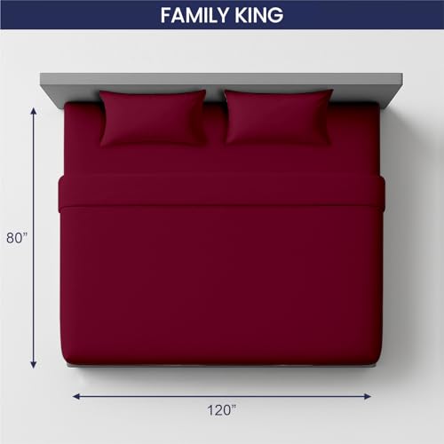 Image of SGI bedding 120 inch W x 80 inch L 4Pc Family King Sheet Set 100% Egyptian Cotton - 600 Thread Count, Fits 18 inch Deep Pocket - Soft Breathable Oversized Sheets, for Extra Large Beds - Burgundy