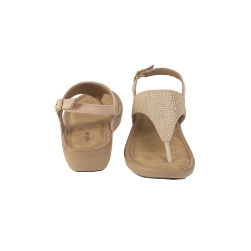 Image of Mochi Women Beige Synthetic Embellished Comfort Backstrap Sandal Sandals UK /3 EU /36 (33-842)