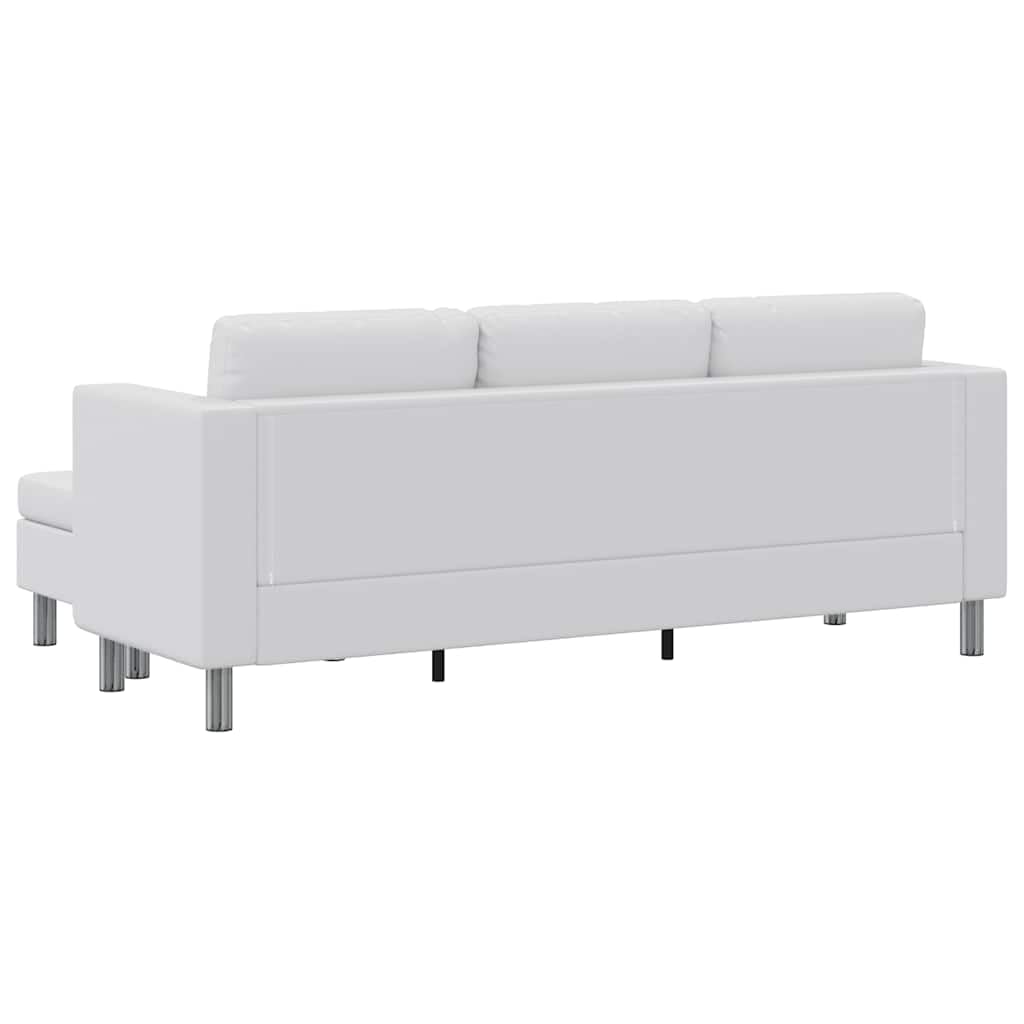 Sofá modular de 3 plazas de piel sintética, color blanco