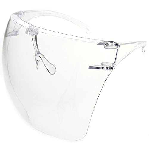zeroUV - Protective Face Shield Full Cover Visor Glasses/Sunglasses (Anti-Fog/Blue Light Filter) (Clear/Clear) 2-Pack