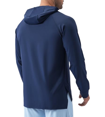 Fioboc Mens Hoodies Pullover Long Sleeve Gym Casual Fashion Sweatshirts Workout Quick Dry Lightweight Hooded Shirt2