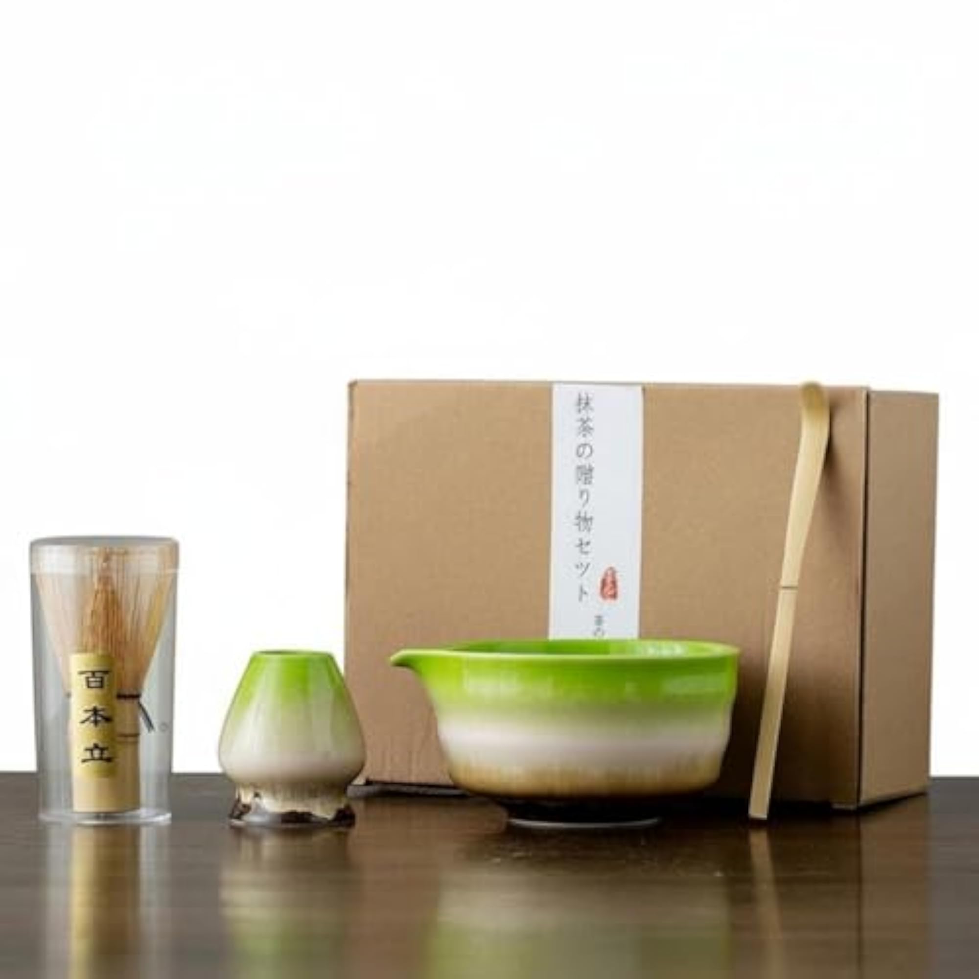 4 Pieces Gift Box Included Matcha Tea Set, Ceramic Bowl & Whisk