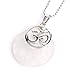 Produktbild Stein Halskette Damen,Vintage Reiki Birthstone 7 Chakra Natürlicher Weißer Weißer Kristallstein 3D Symbol Hohle Runde Halsketten Anhänger Mit Silberkette Weihnachtsfeier Geschenk Für Frauen Männer
