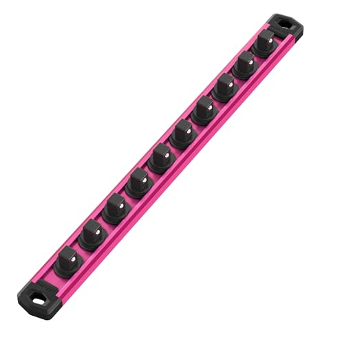 Image of WORKPRO Magnetic Socket Organizer, Heavy Duty 3 /8-Inch Drive Socket Rail | Aluminum Alloy, 10 Pieces Clips, Rotatable & Movable Clips, Efficient Organization