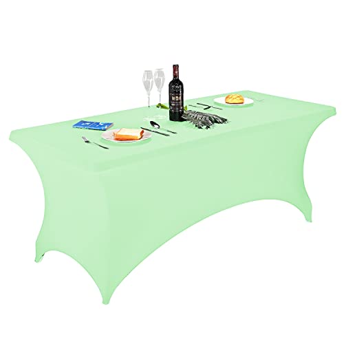 FORLIFE Spandex Table Covers,Fitted Tablecloth for Rectangular Tables, Stretch Patio Table Covers, Universal Spandex Table Cover for Wedding, Banquet, Party (6ft, Mint) by FORLIFE - Used condition - US$11.97