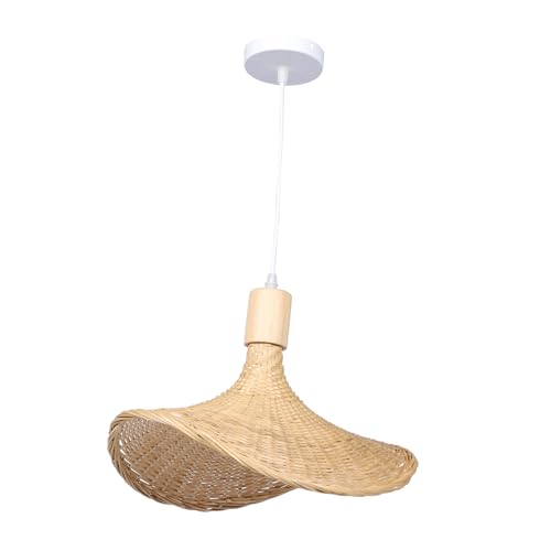 Plafonnier chapeau de paille en bambou pour éclairage salon et salle à manger ambiance cosy
