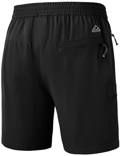 Rdruko Men's Work Hiking Shorts Lightweight Quick Dry Outdoor Cargo Shorts with Pockets(Black, US L)