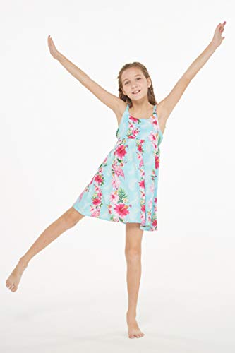 Image of Hawaii Hangover Family Matching Clothes, Pink Hibiscus Vine Turquoise | Family matching Hawaiian outfits, Pink Hibiscus Vine Turquoise, lightweight rayon, machine washable, tropical floral print
