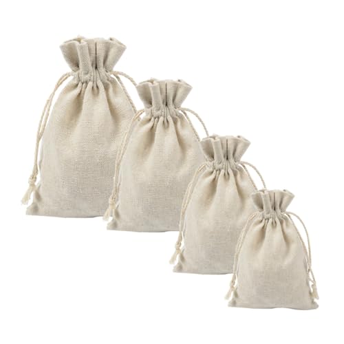IWOWHERO 4pcs Linen Tea Storage Bags Sachet Empty Bags Drawstring Beam Port for Travel Storage