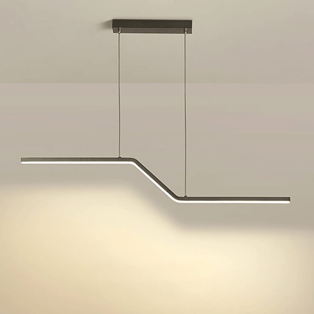 Suspension linéaire en aluminium et lustre LED moderne noir pour salle à manger