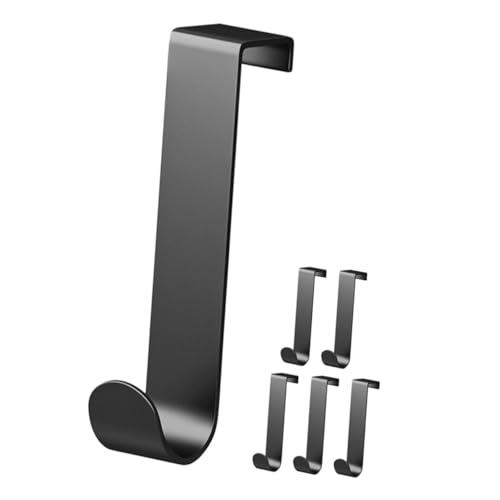 SOLUSTRE Aluminum Door Back Hook 6 Pack Over The Door Hanger Cubicle Hanger Heavy Duty Easy Install for Coat Towel